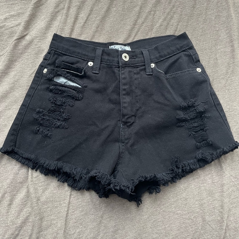 BLEU JEANS Black Distressed High waisted Shorts